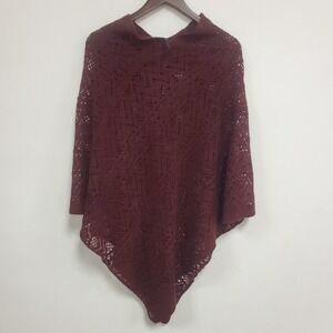 Britts Knits Womens Fairy Grunge Open Knit Poncho One Size Red‎ Boho Chic Hippie